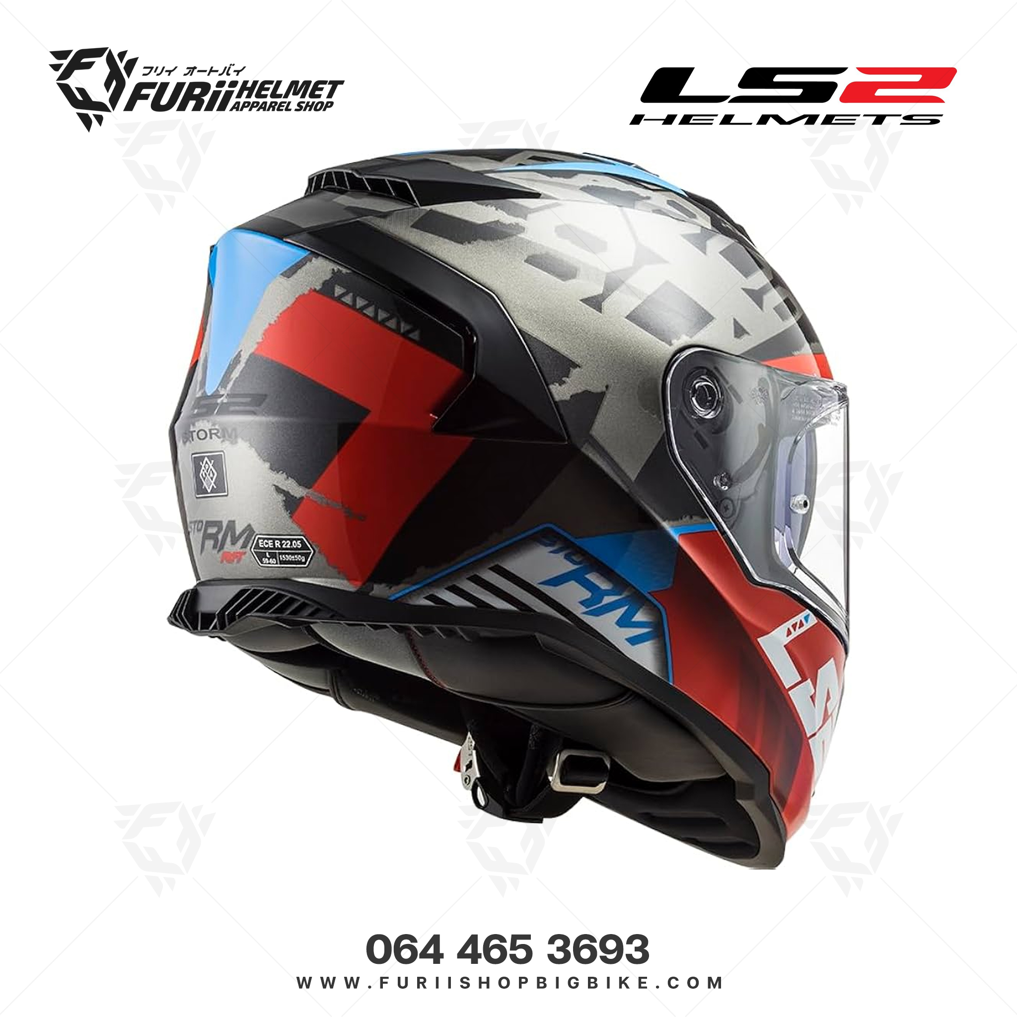 หมวกกันน็อค LS2 Helmet FF800 STROM : SPRINTER BLACK RED TITANIUM