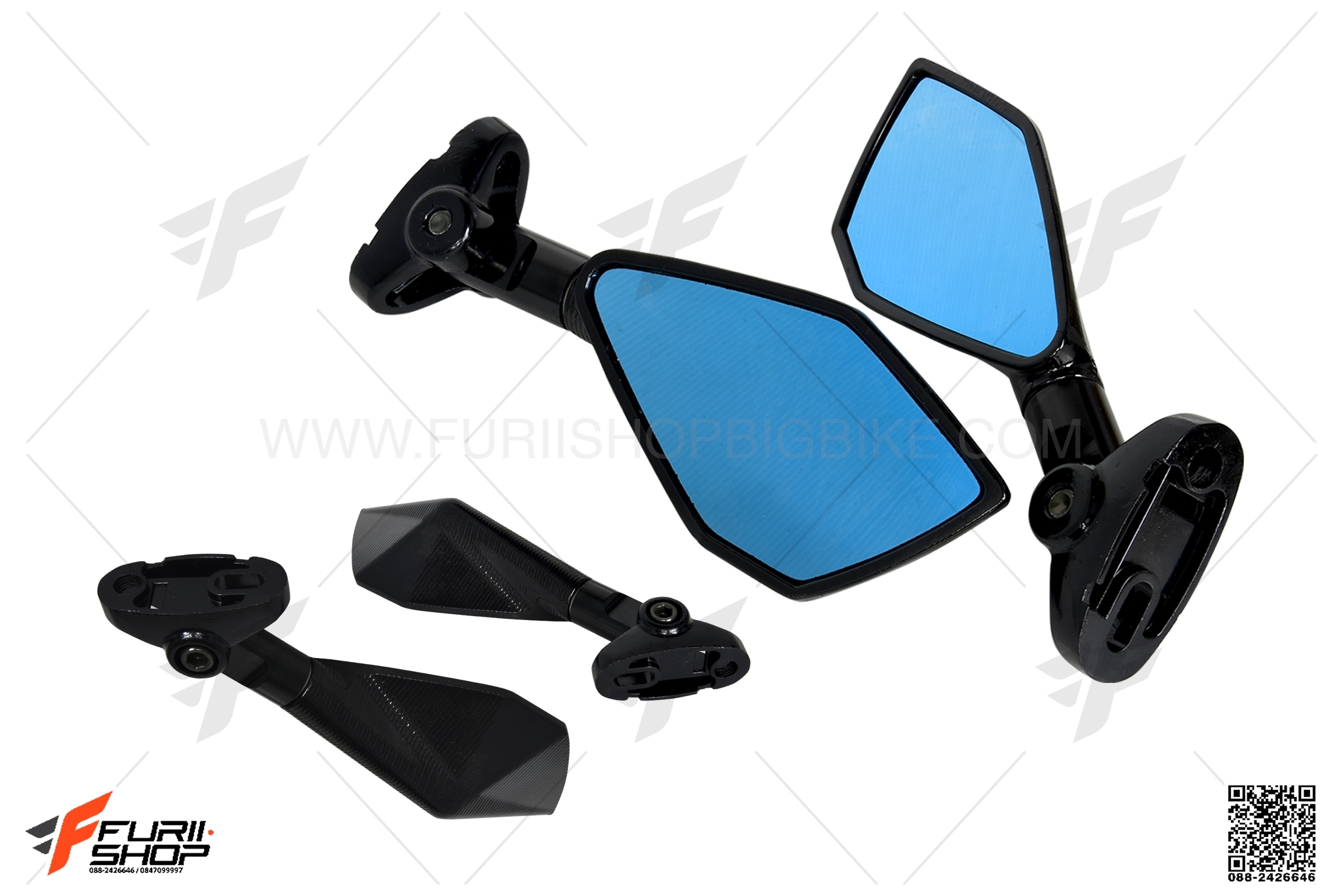 กระจก CNC 5 เหลี่ยมก้านสั้น สำหรับ Sport Full Fairing