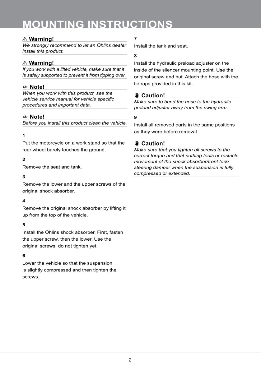 โช๊คหลังแต่ง Ohlins KA468 For Kawasaki ZX-10RR ปี 2018-2023