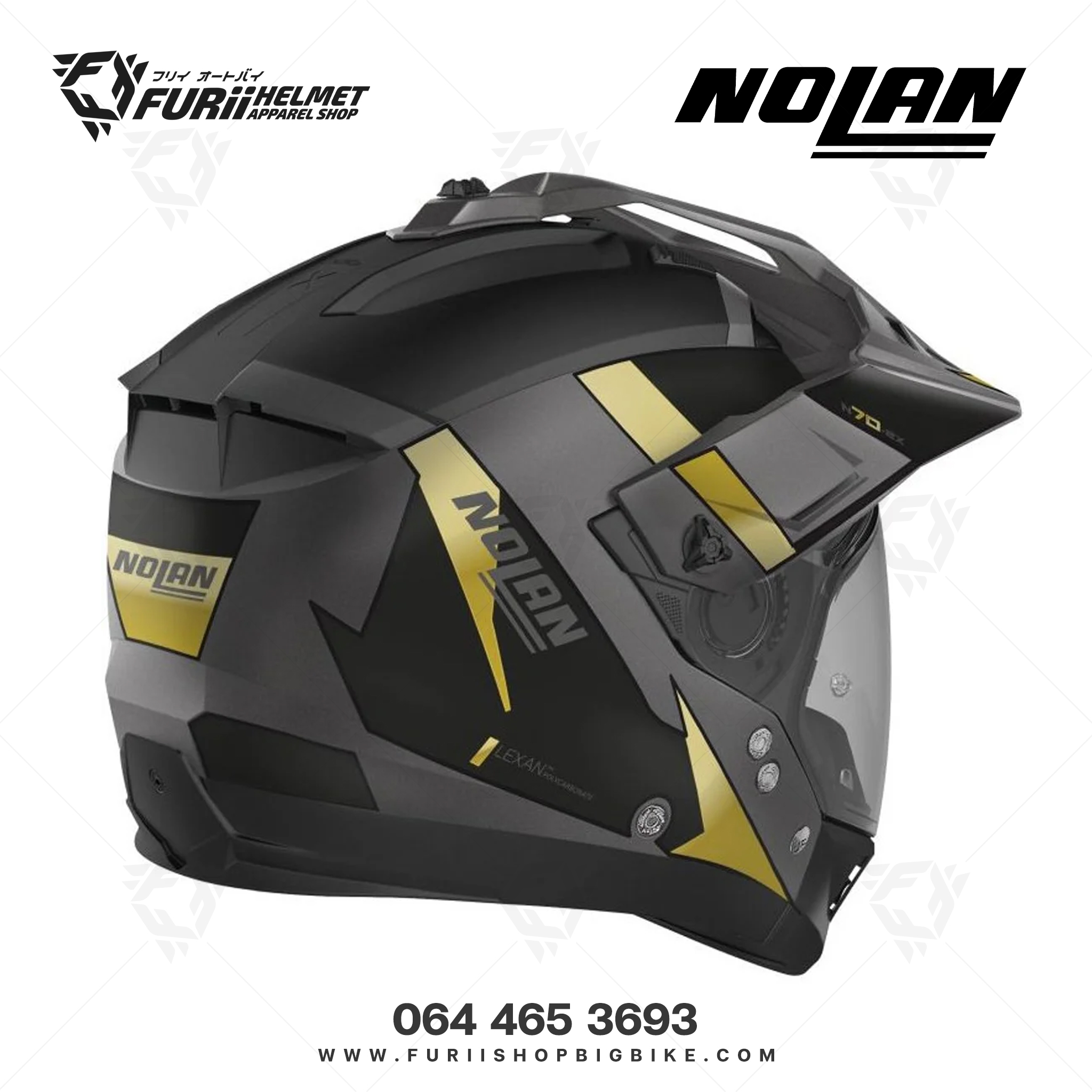 หมวกกันน็อค NOLAN Skyfall N-Com Flat Black Gold Lava Grey (59)