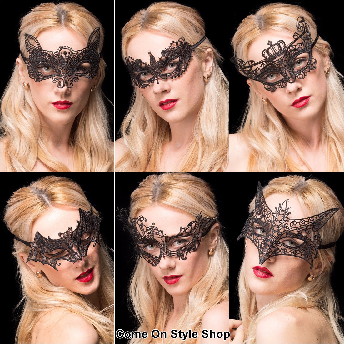 หน้ากากผ้าลูกไม้ หน้ากากออกงานลายลูกไม้ Lace Fancy Party Mask