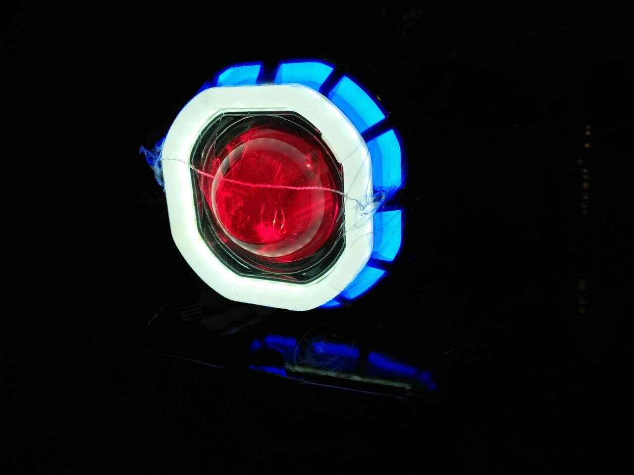 ไฟโปรเจคเตอร์มอเตอร์ไซค์ LED #V10 วงแหวน 2 ชั้น ทรงเหลี่ยม สามารถใช้ได้กับมอเตอร์ไซค์,บิ๊กไบค์,รถยนต์ ทุกรุ่น
