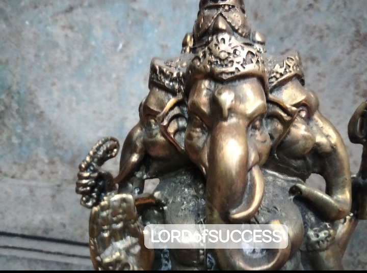 พระพิฆเนศ 3 เศียร ปางประทับเสือ เนื้อทองเหลือง ปางที่พระราชาในอินเดีย นิยมบูชามาก