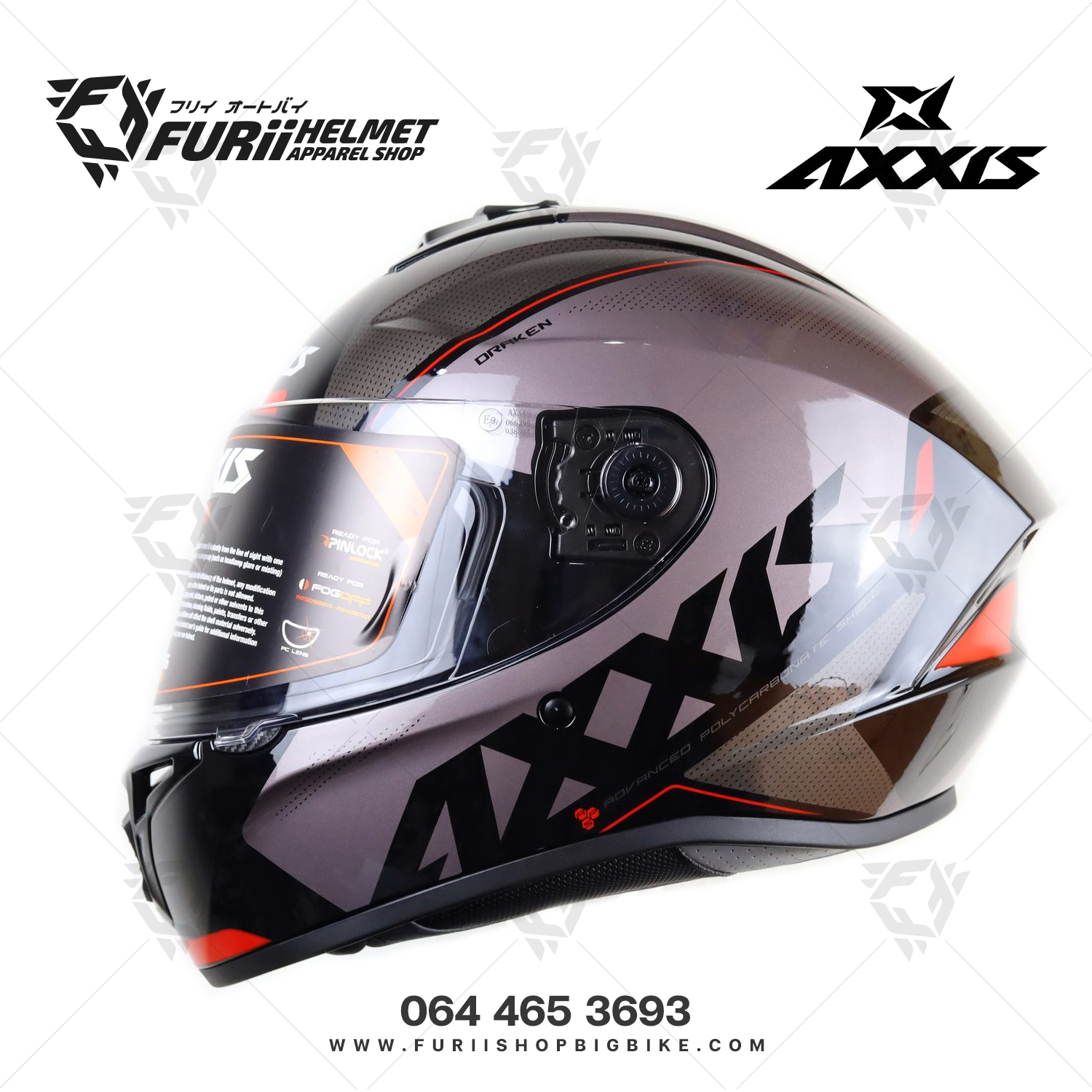 หมวกกันน็อคเต็มใบ AXXIS Draken S Gear C2 Gray (สีเงา)