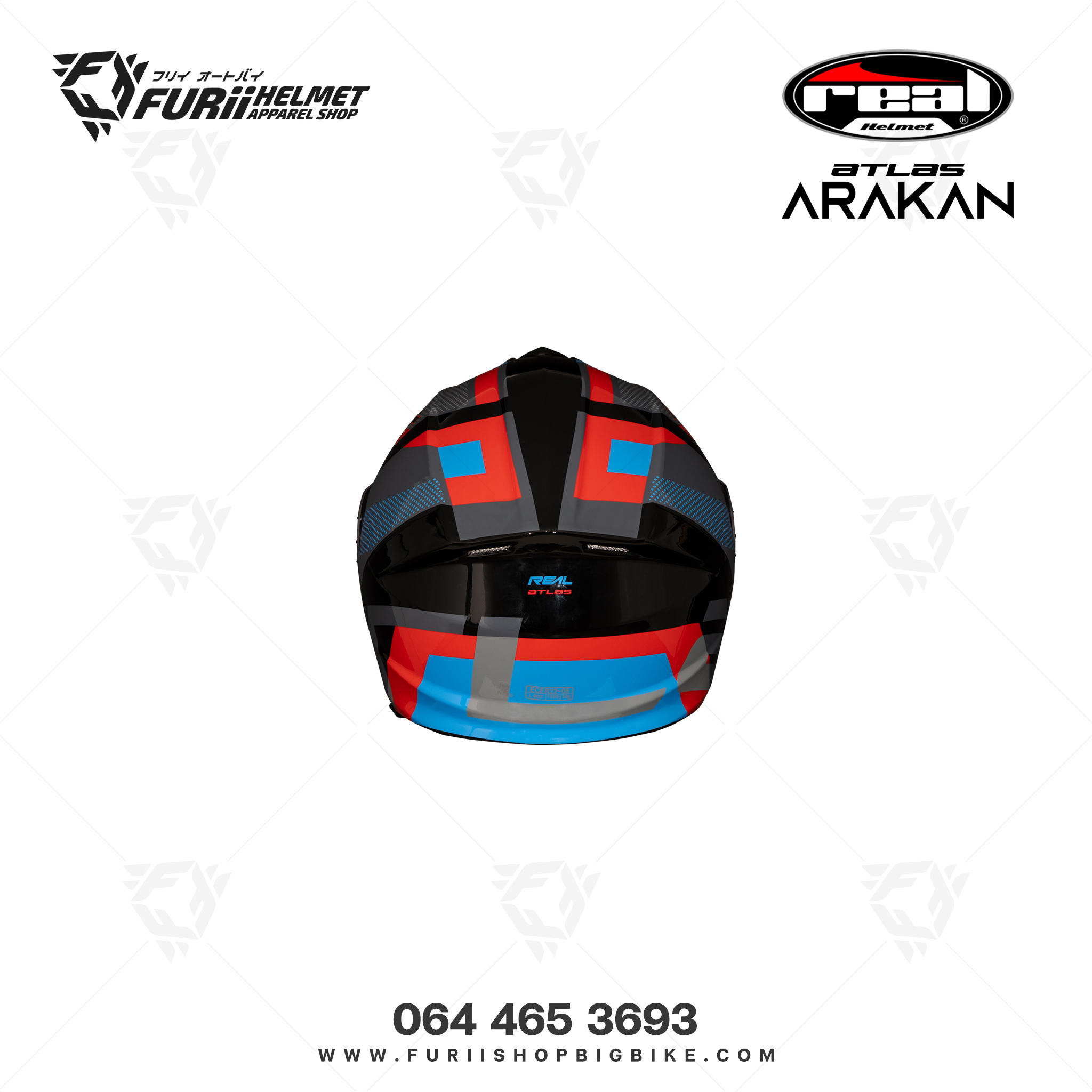 หมวกกนน็อคเต็มใบ Real Atlas Arakan : ดำ-แดง-น้ำเงิน