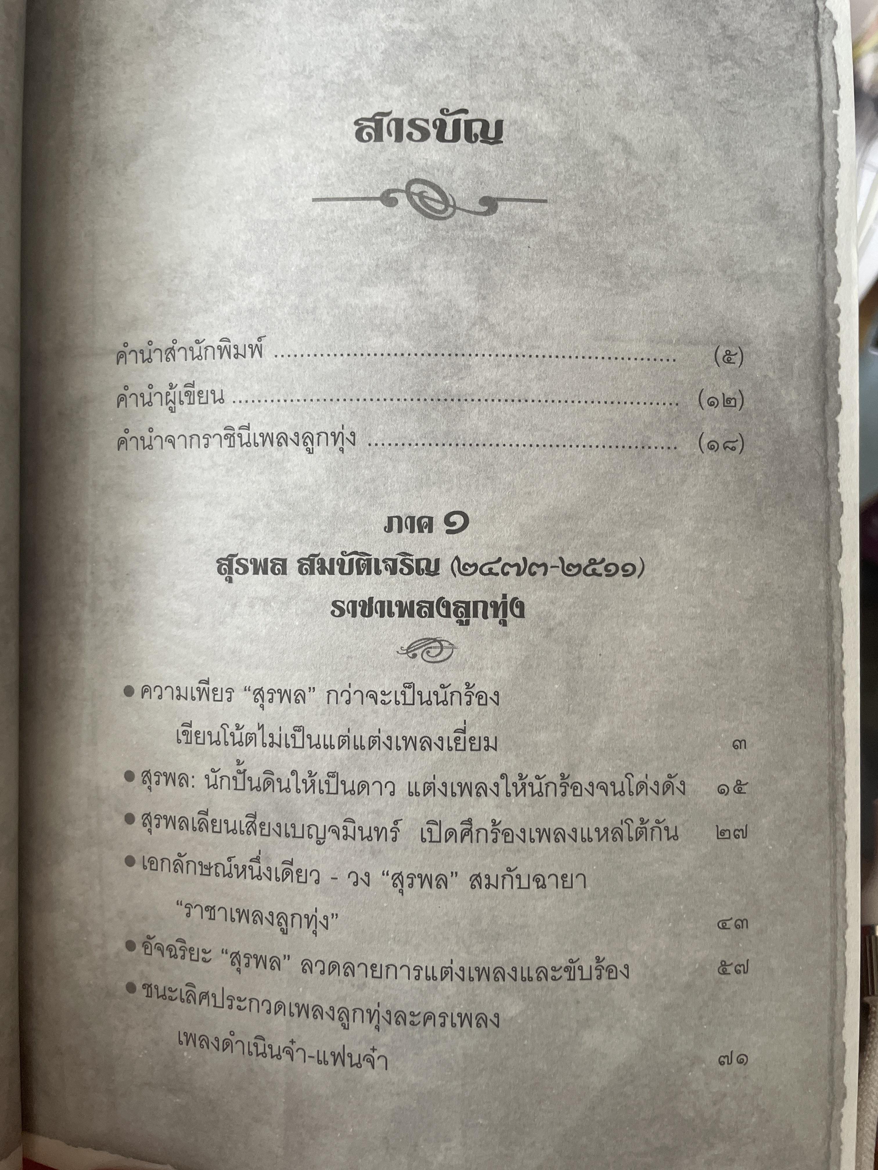 ราชาและราชินีลูกทุ่ง สุรพล สมบัติเจริญ ผ่องศรี วรนุช เรื่องราวของชีวิต บทเพลงและความผูกพันโยงใย ของราชาและราชินีลูกทุ่งที่ไม่เคยเปิดเผยที่ไหนมาก่อน ร่วมรำลึก 44 ปีกับการจากไป ของขุนเพลงลูกทุ่ง ผู้เขียน เลิศชาย คชยุทธ 2,200 กรัม