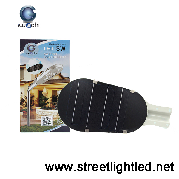 โคมไฟถนนLED โซล่าเซลล์5w ยี่ห้อIWACHI (แสงขาว)