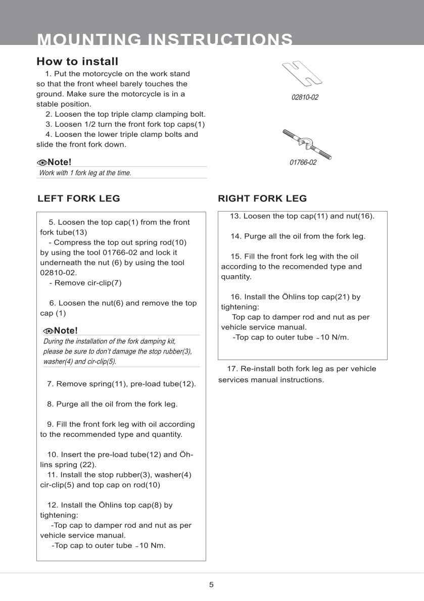 สปริงโช้คหน้า Ohlins FSK150 For Honda CB650R 2019-2020