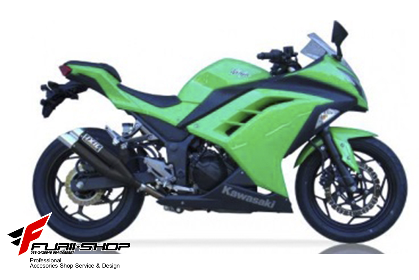 ท่อไอเสียมอเตอร์ไซค์ IXIL LX3 BLACK สำหรับรุ่น NINJA300-Z300 SLIP-ON