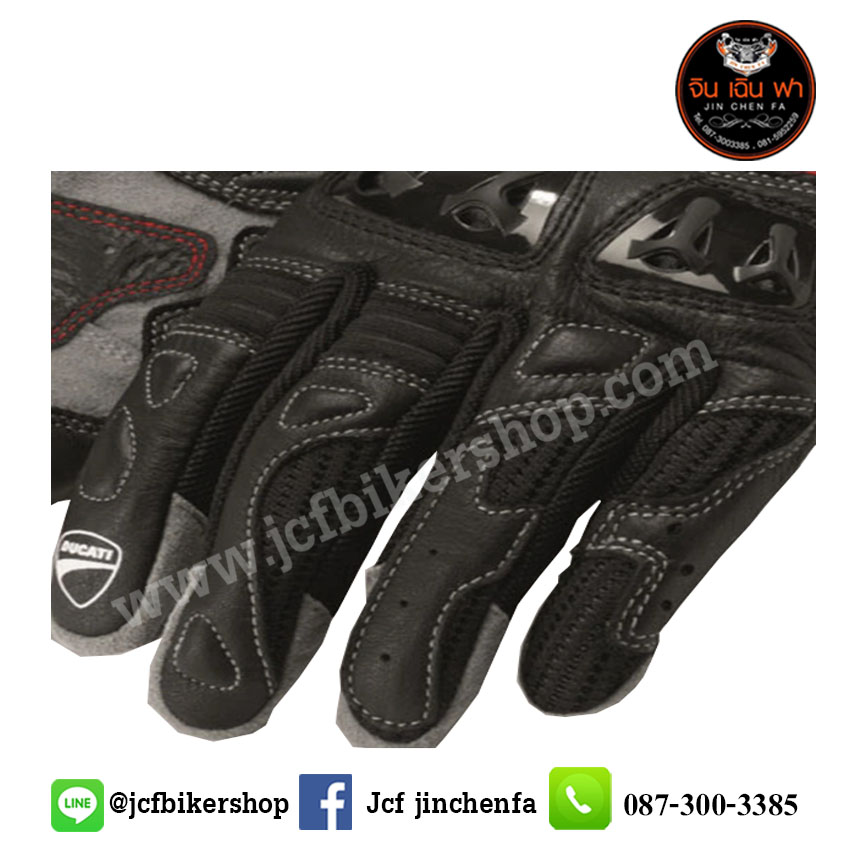 ถุงมือมอไซค์ ถุงมือมอเตอร์ไซค์ ถุงมือขับมอเตอร์ไซค์ ถุงมือ Ducati ดำ-คาดแดง