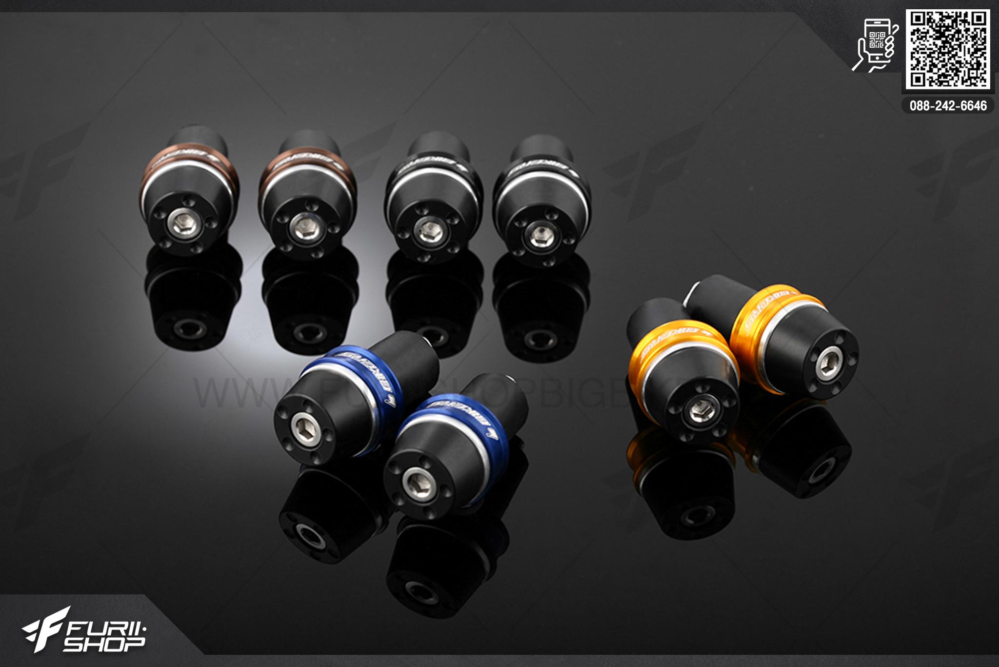 ตุ้มปลายแฮนด์ชุปเปอร์ลีนสีดำ (Black Superlene Head Bar End Caps (used with Bikers Handle Bar)) Bikers Honda PCX 150 (2016-2017)