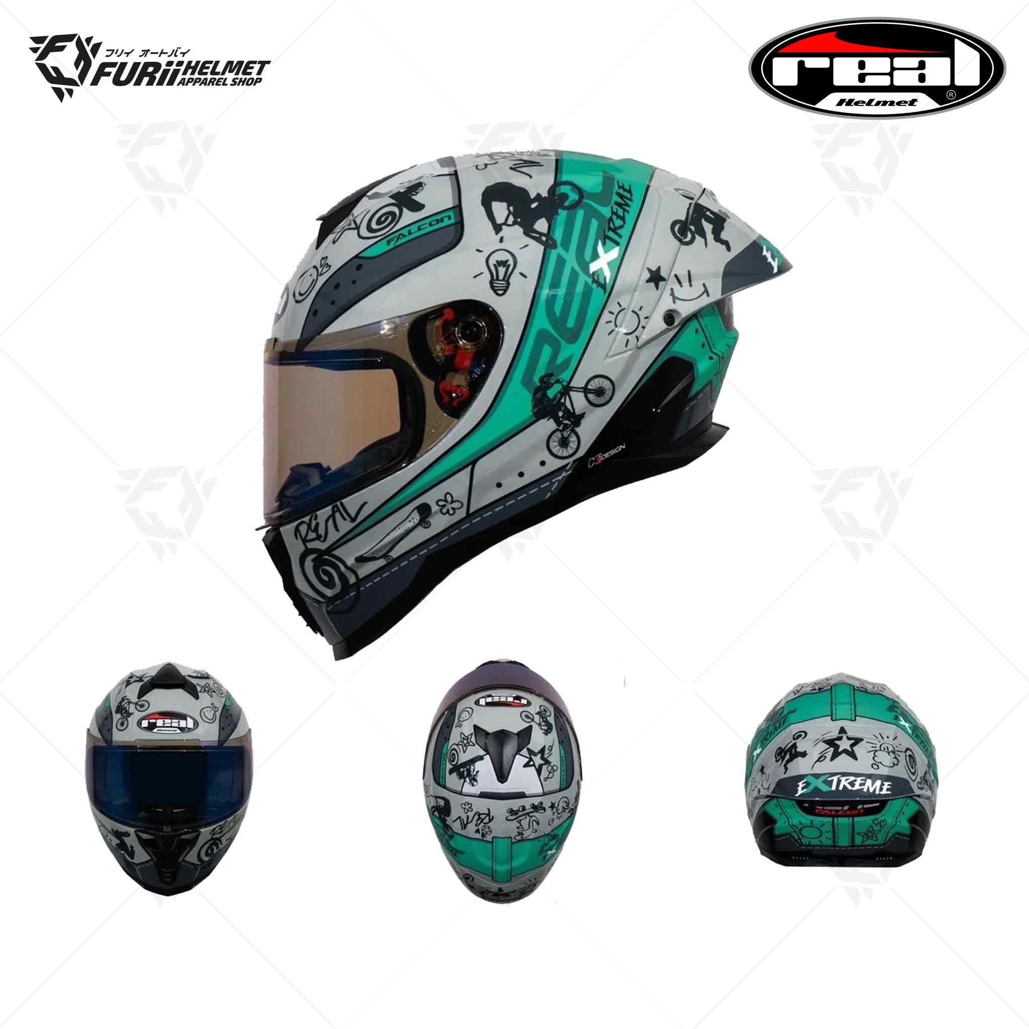 หมวกกันน็อค Real Falcon Extreme Grey-Green