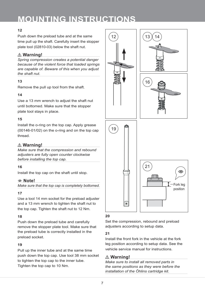 สปริงโช้คหน้า Ohlins FKS211 For BMW R nineT Urban G/S 2017-2023