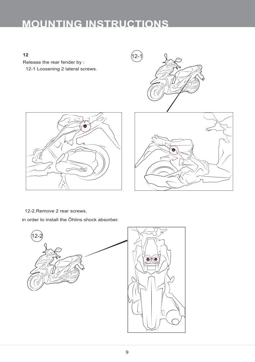โช๊คหลังแต่ง Ohlins HO545 For Honda Click 125i ปี 2015-2017