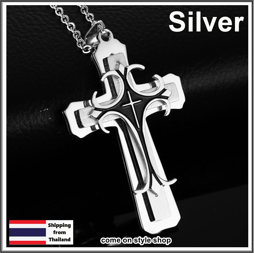 สร้อยคอพร้อมจี้ไม้กางเขน งานคุณภาพ สร้อยคอผู้ชาย สร้อยคอแฟชั่น Cross Pendant Necklace for Men Multi-layer Creative Design