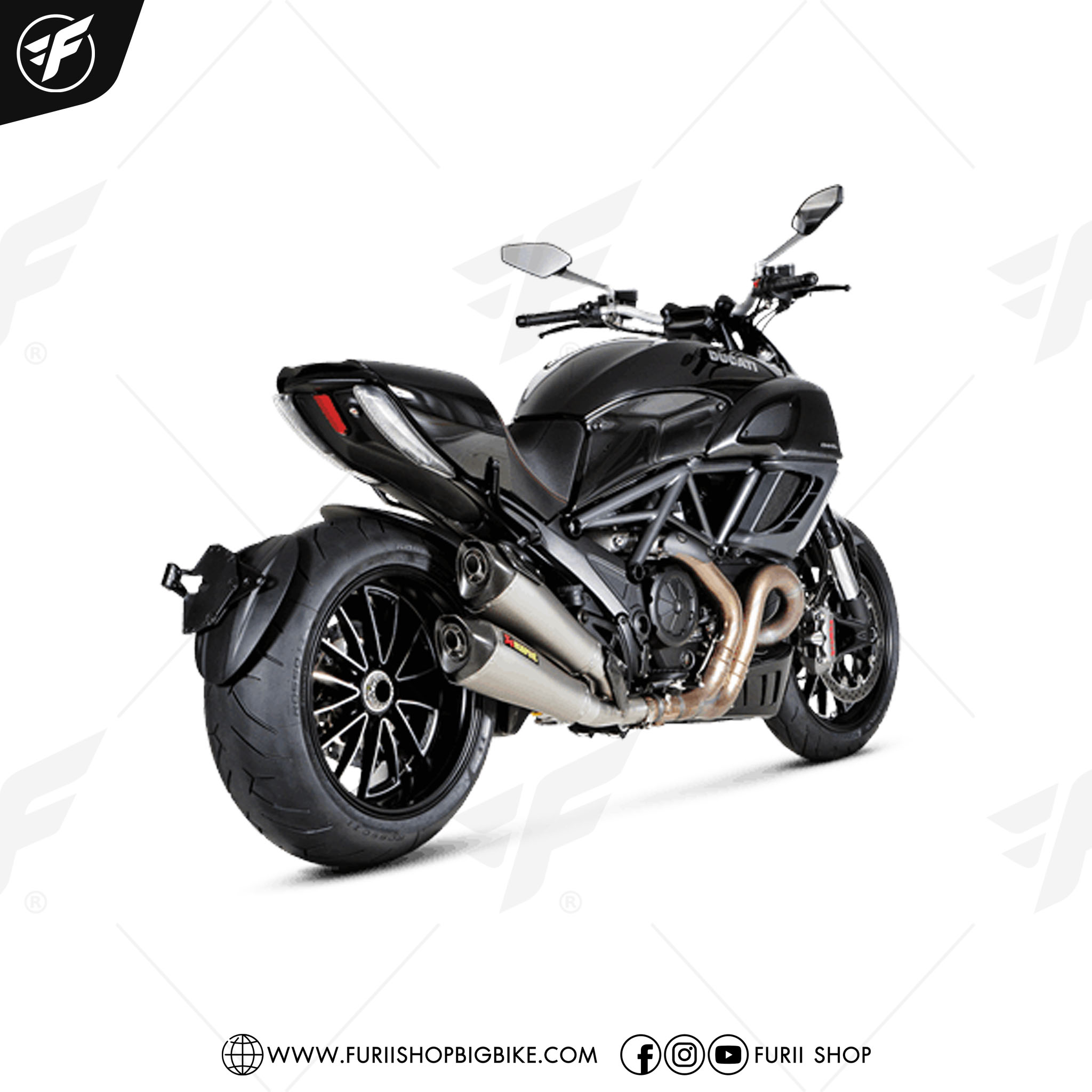 ท่อ AKRAPOVIC SLIP ON DOUBLE MEGAPHONE FOR Ducati Diavel 2011-2018