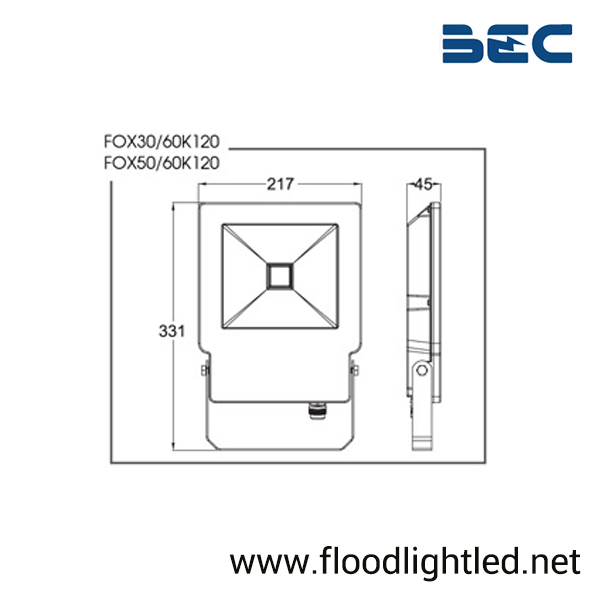 สปอร์ตไลท์ LED 50w รุ่น FOX ยี่ห้อ BEC (แสงส้ม)