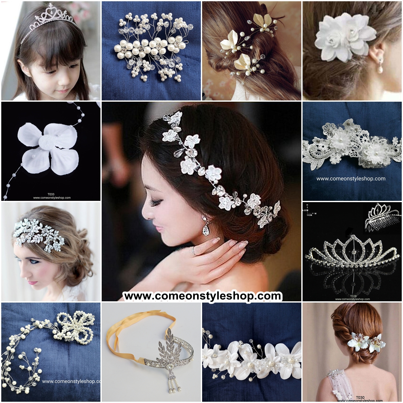 เครื่องประดับผม เจ้าสาว เครื่องประดับผมออกงาน แบบคลาสสิก หรือวินเทจ ประดับด้วยเพชร ขนนก มงกุฎชิ้นเล็กประดับเพชร เครื่องประดับแต่งทรงผม