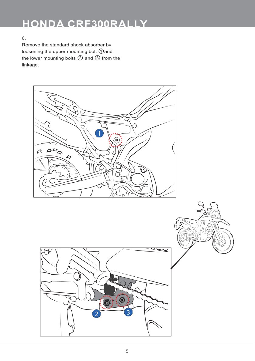 โช๊คหลังแต่ง Ohlins HO213 For Honda CRF 300L (US/EU Version) ปี 2021-2023