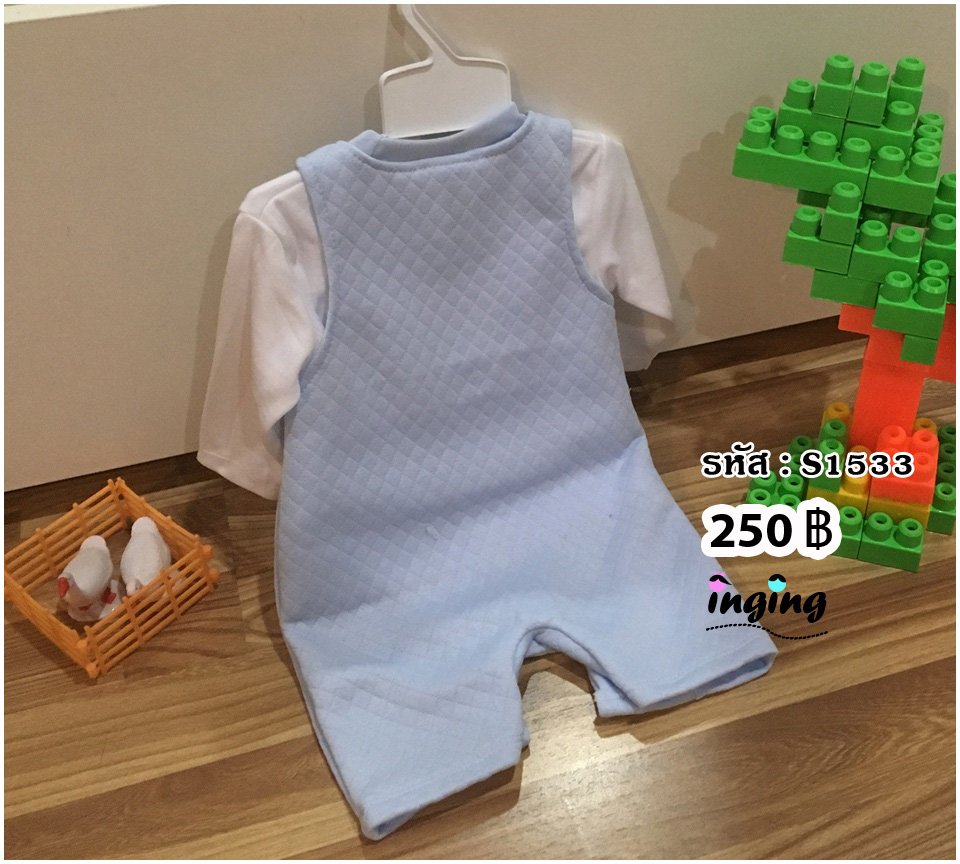 S1533_[Size-3-6-สีฟ้าลายMyBear]_ชุดเช็ต2ชิ้น(เสื้อ+เอี๊ยม)