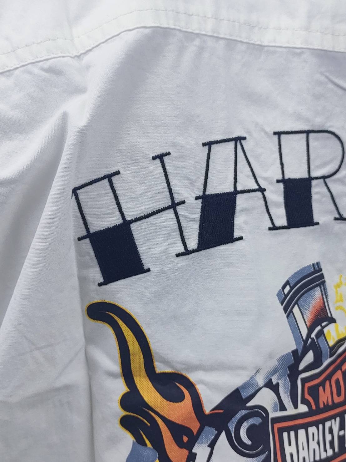 เสื้อ Shirt H-D พิมพ์ลาย โลโก้ เครื่องหัวกะโหลกคู่ ไซส์ M