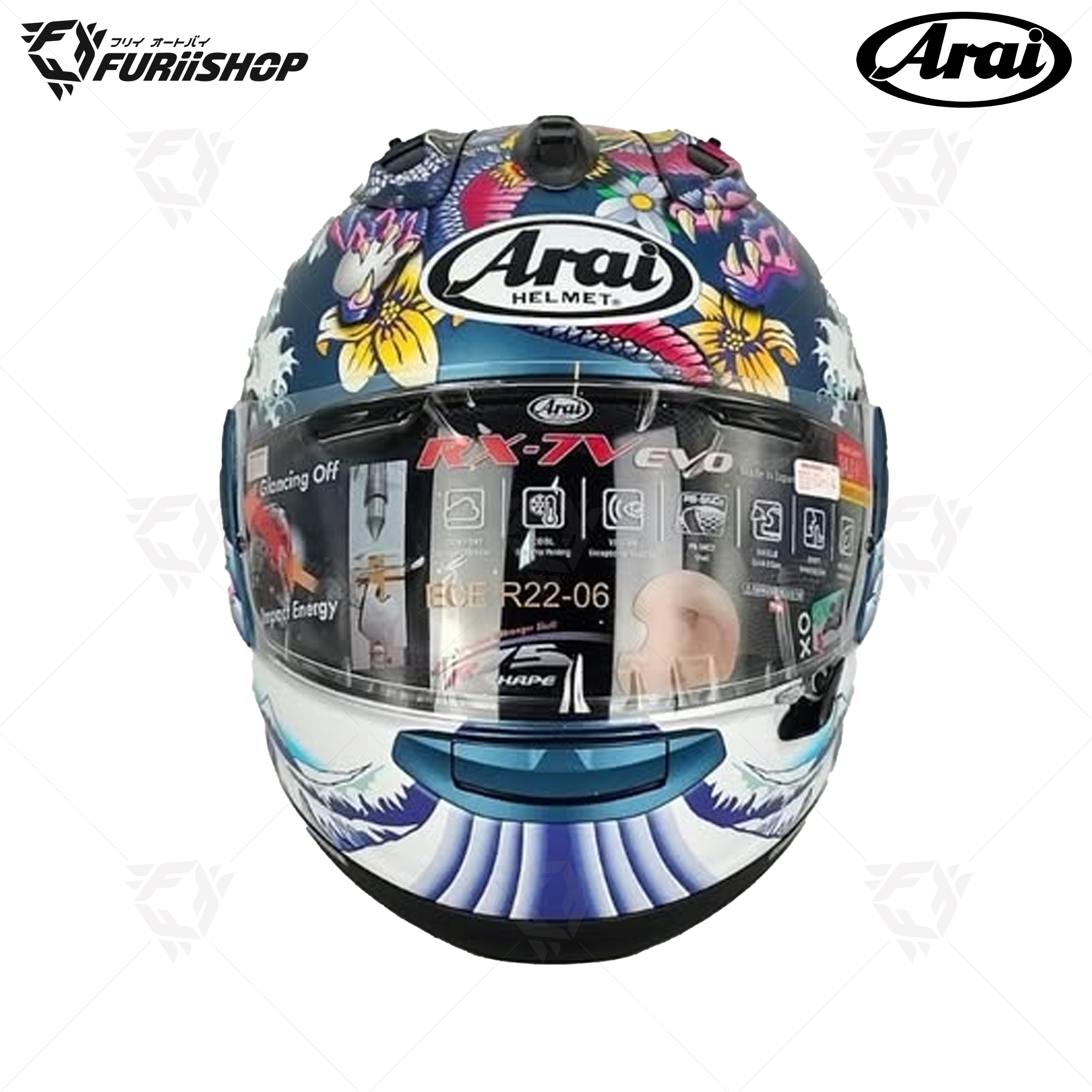 หมวกกันน็อคเต็มใบ Arai :RX-7V EVO Oriental Flat Blue (Frost Finish)