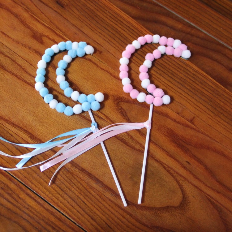 ป้ายปักตกแต่งเค๊ก ป้ายปอมปอม ตกแต่ง มีแบบเลือก