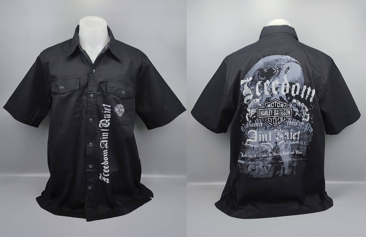 เสื้อ Shirt H-D พิมพ์ลาย โลโก้ อินทรีย์เทา ดำ ไซส์ L,XL