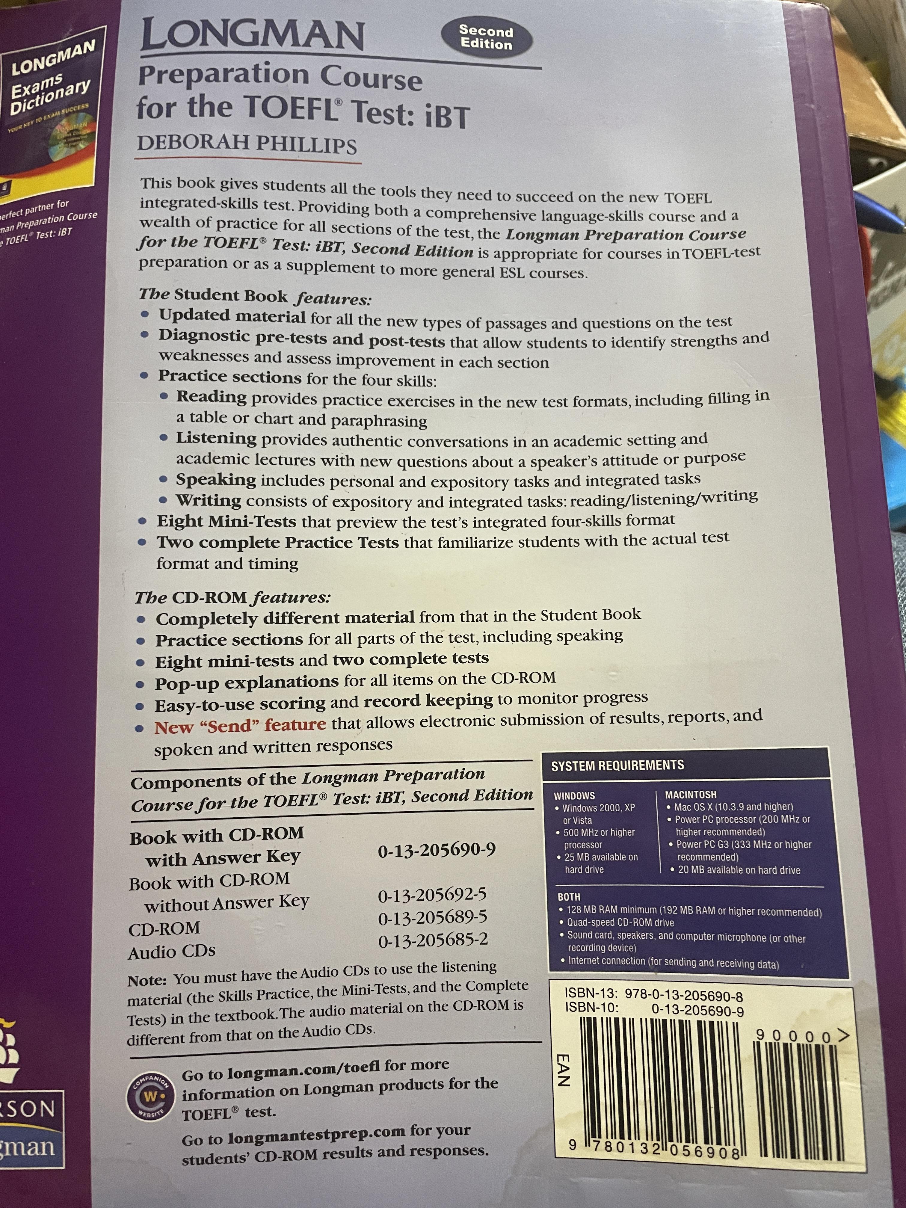 Longman. Preparation Course. for the TOEFL Test. iBT. โดย DEBORAH PHILLPS. 6,500 กรัม
