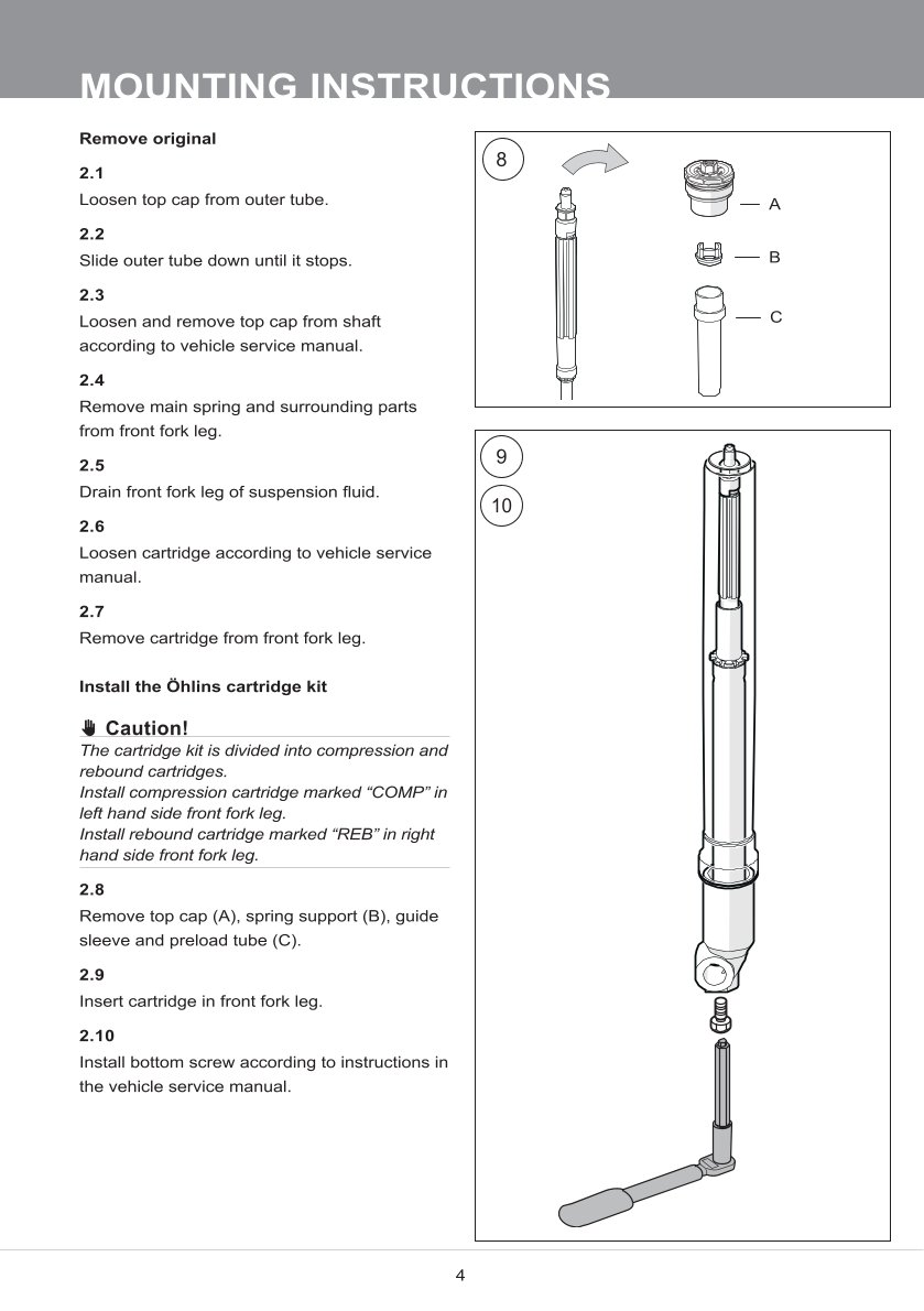 สปริงโช้คหน้า Ohlins FKA117 For Ducati Desert X 2022