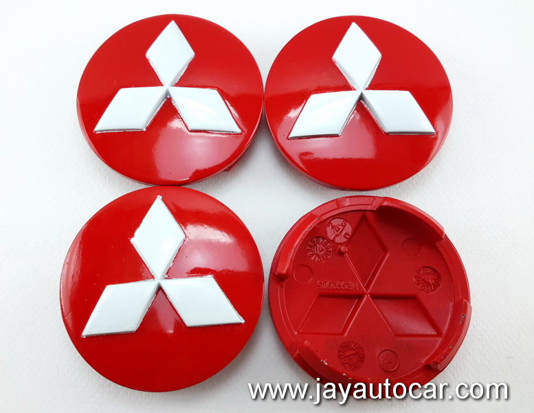ฝาล้อรถยนต์ ฝาล้อแม็กซ์ ฝาล้อแต่ง MITSUBISHI สำหรับ ล้อแม็ก เดิม แท้ พื้นแดง โลโก้สีขาว 1ชุด 4ชิ้น ไซต์มาตรฐาน