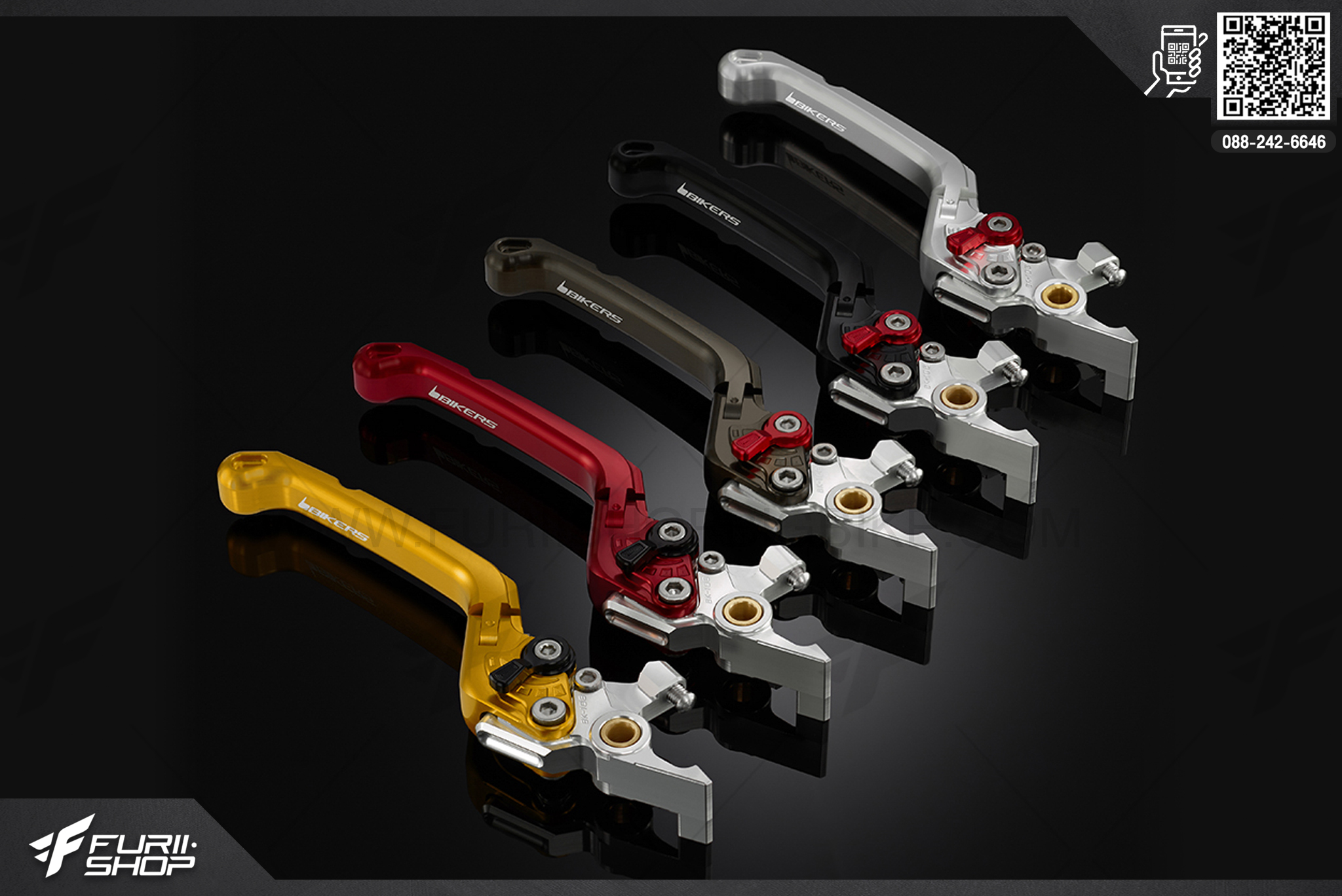 ก้านเบรกหน้าปรับระดับพับได้ (ก้านใหญ่) (Extra Large Folding Adjustable Front Brake Lever) Bikers Honda Forza 300 (2013-2017) ก้านเบรค