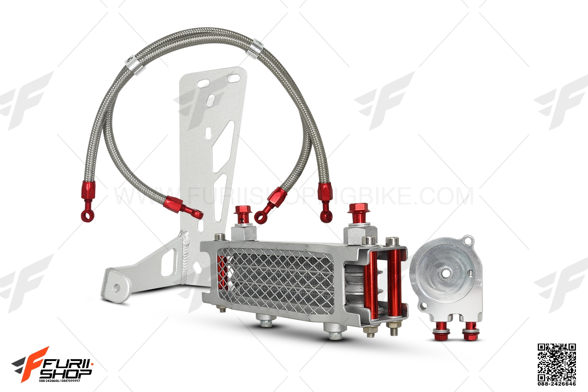 OIL COOLER ASIA สีแดง FOR KAWASAKI KSR