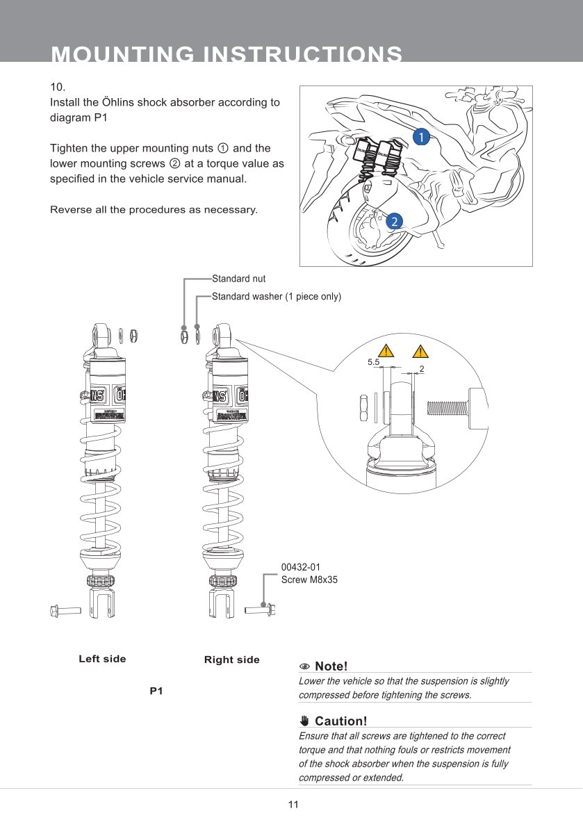 โช๊คหลังแต่ง Ohlins HO345 For Honda ADV 160 ปี 2022-2023