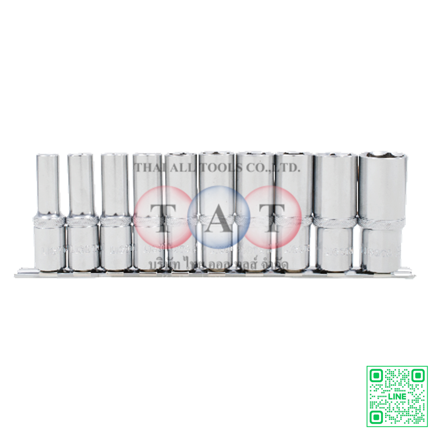 10 PCS 1/2" DR. 6PT FLANK DEEP SOCKET SET