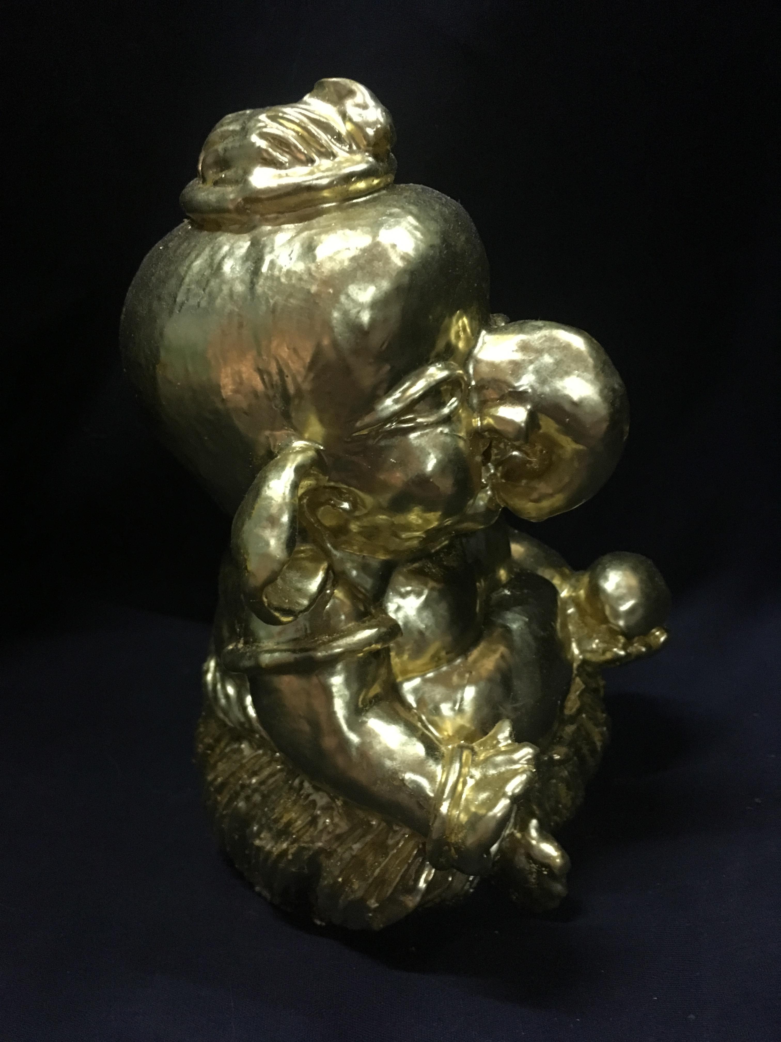 พระพิฆเนศ ปางเด็ก ถือลูกแก้ว ปิดทอง