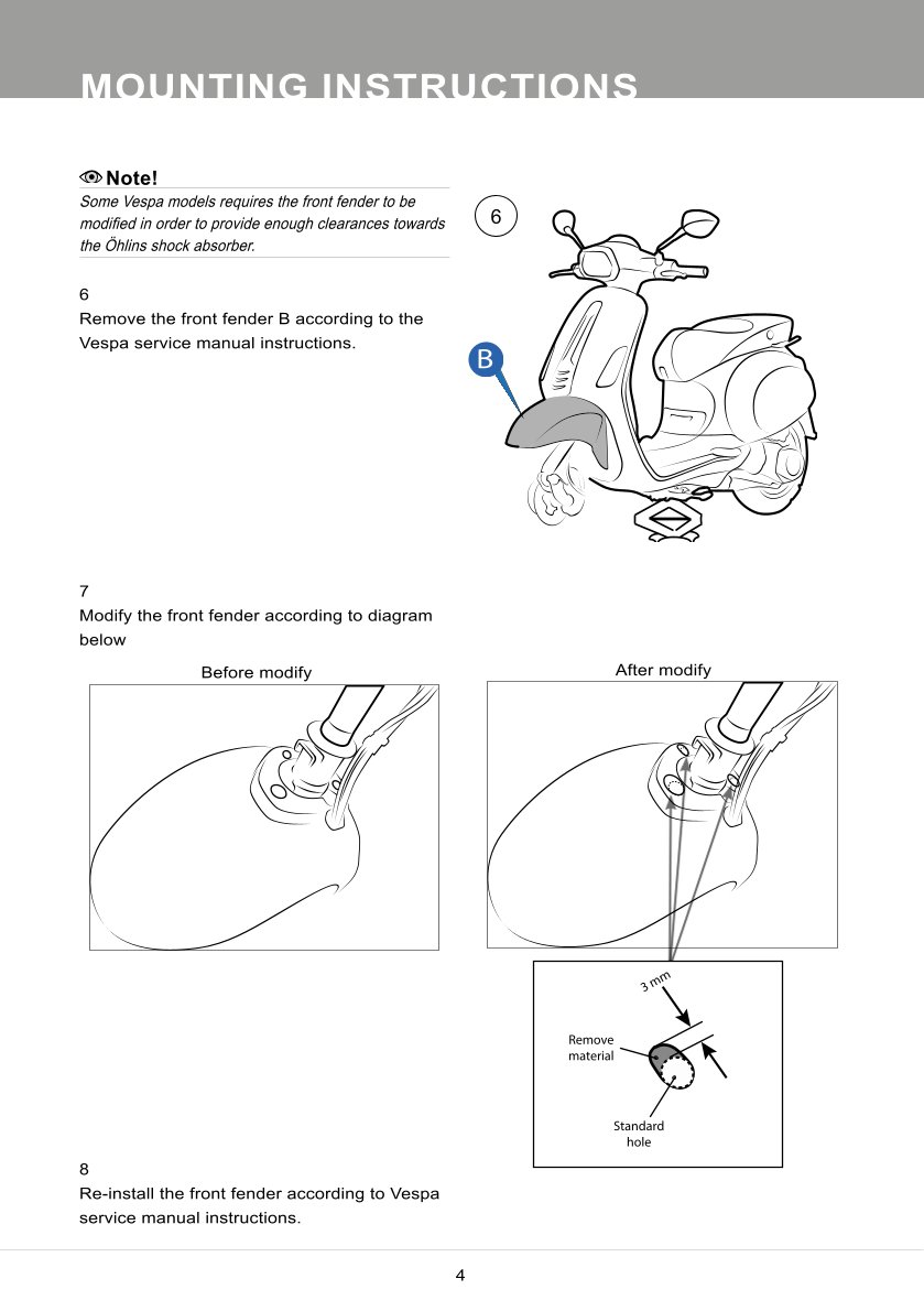 โช้คหน้า OHLINS PI101 For Vespa Sprint 125 ABS 2016-2021