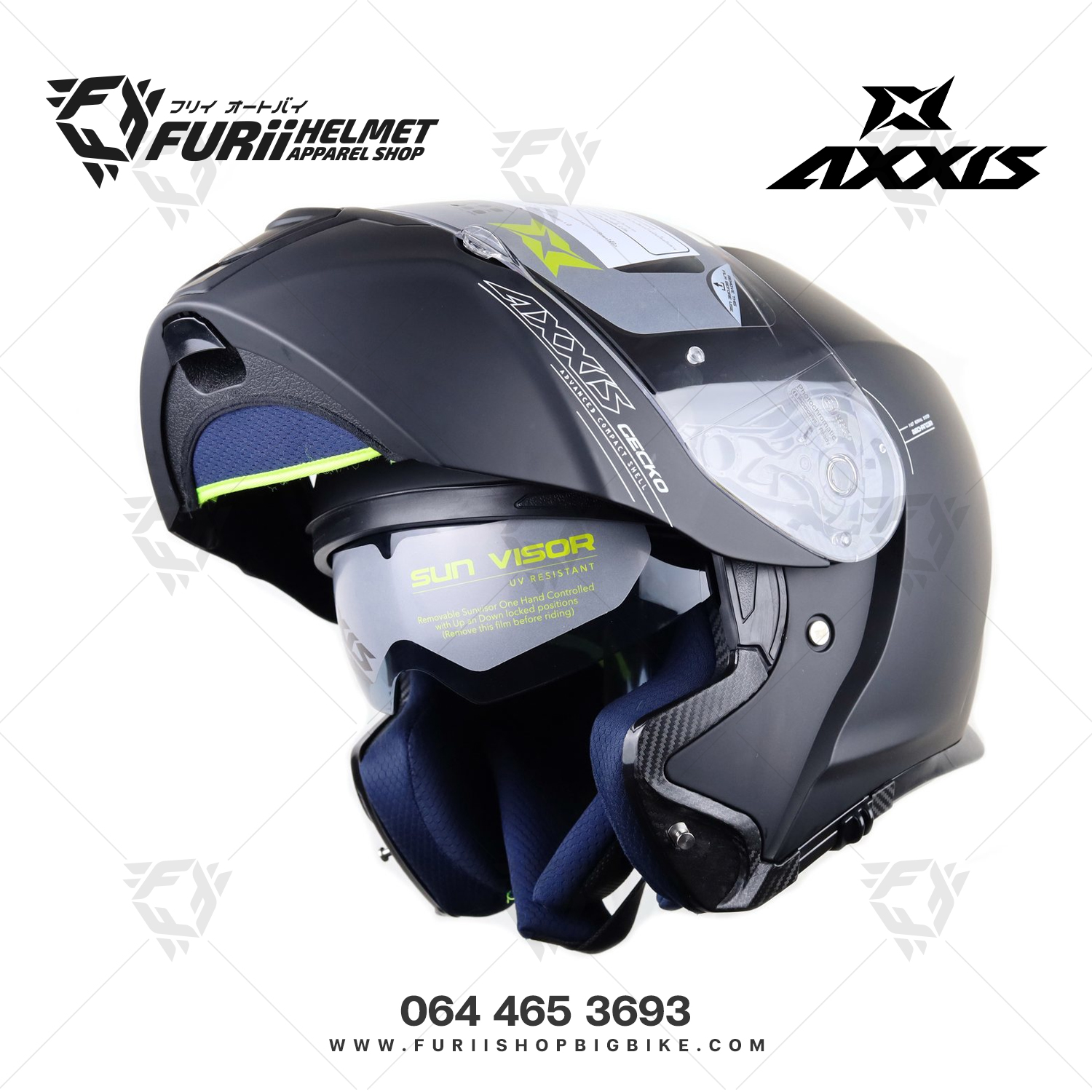 หมวกกันน็อคยกคาง AXXIS Gecko Modlar A1 Matt Black (สีด้าน)