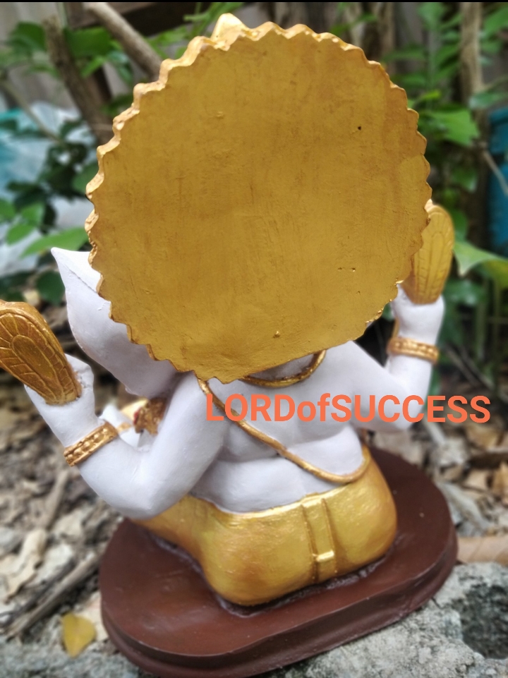 พระพิฆเนศ ปางรีนาโมจัน ปางปลดหนี้สร้างทรัพย์ หูใหญ่งวงใหญ่เรียกทรัพย์มหาศาลองค์สีม่วงอ่อน ทรงเครื่องสีทอง