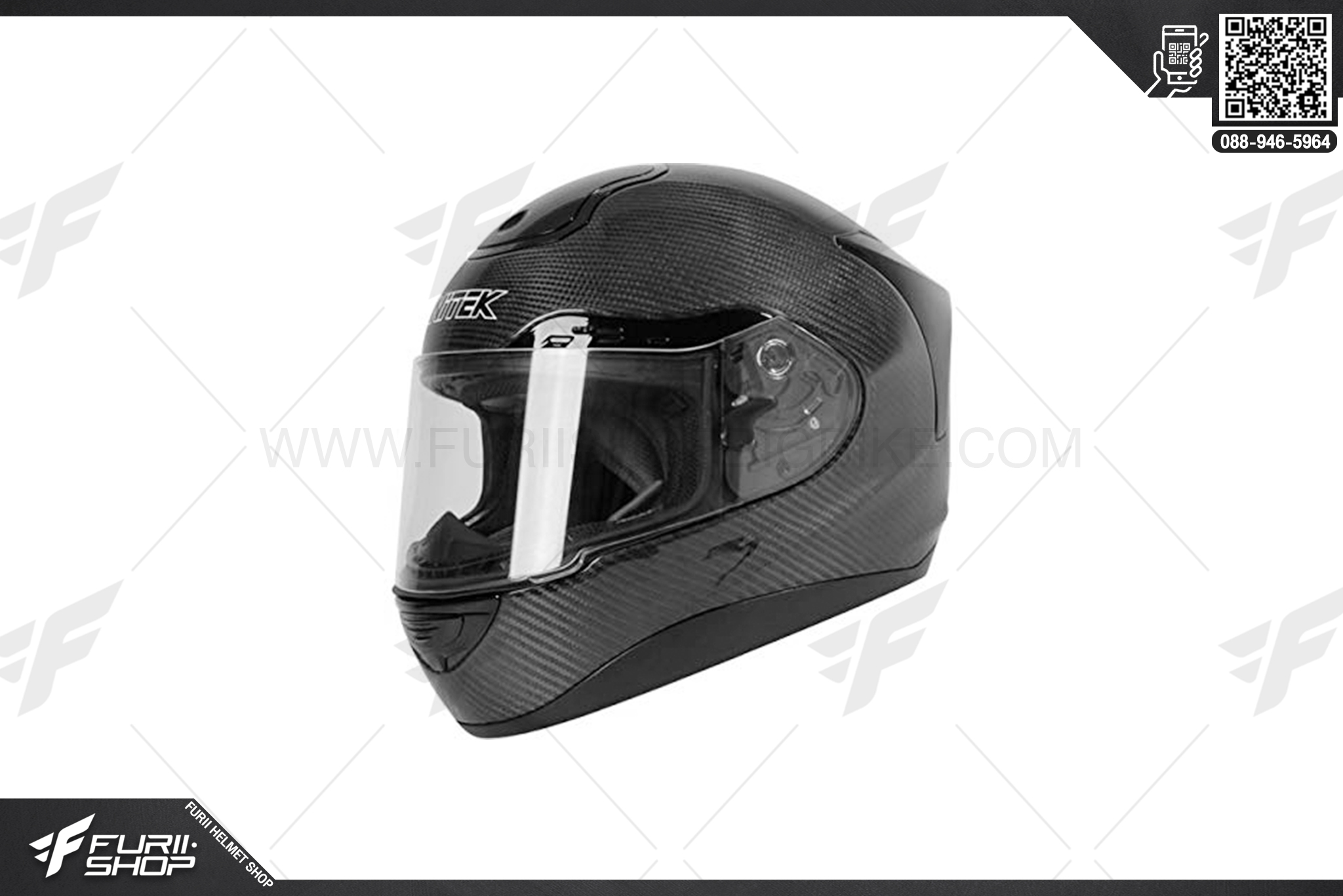 หมวกกันน็อค NiTEK P1 Black Carbon 3K