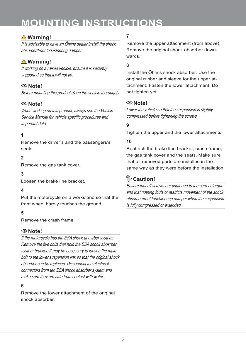 โช๊คหลังแต่ง Ohlins BM607 For BMW R 1200 GS Adventure ปี 2006-2013