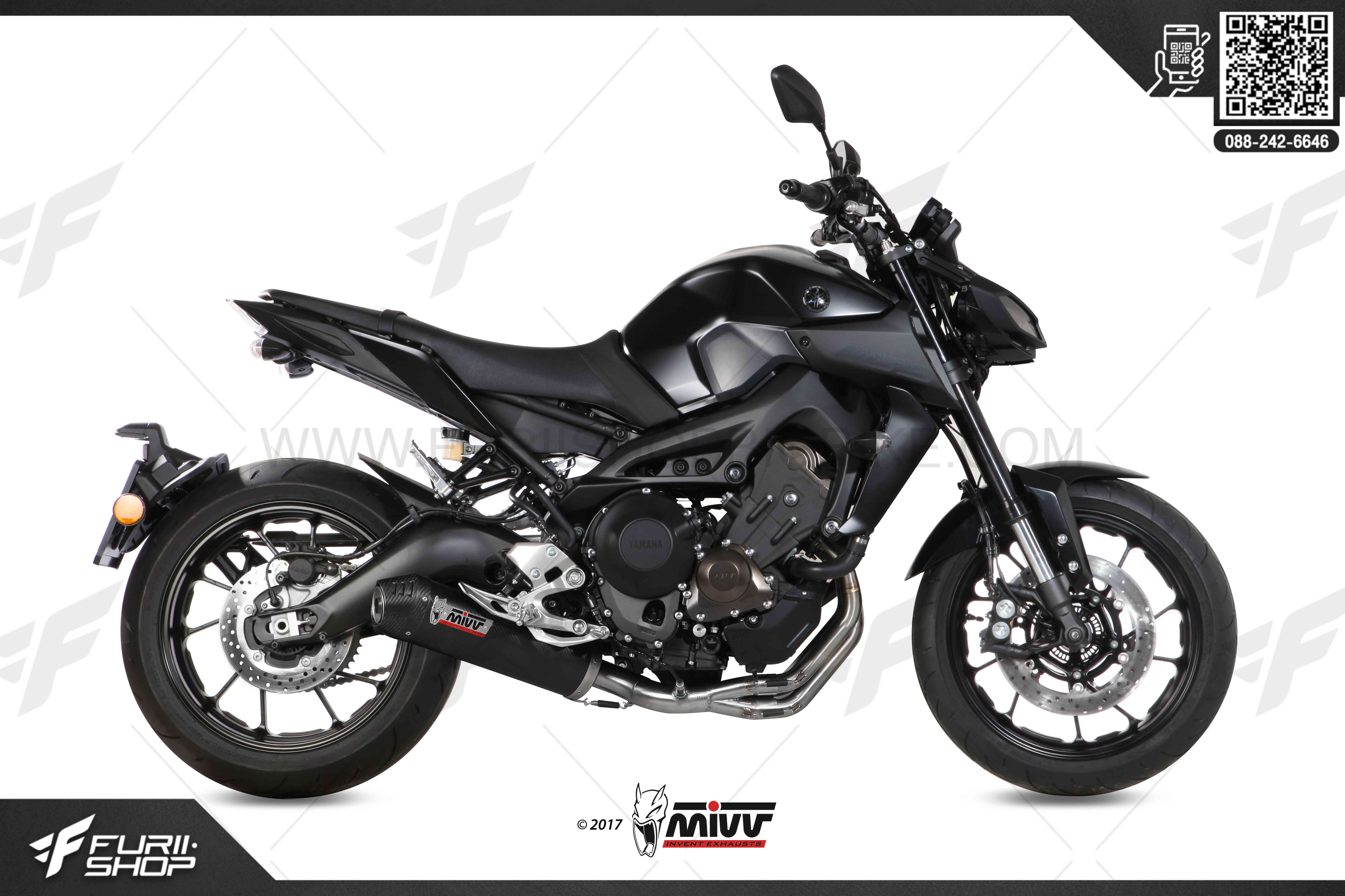 ท่อมอเตอร์ไซค์ MIVV FOR YAMAHA MT-09 OVAL CARBON CAP ท่อแต่ง ท่อสูตร ท่อบิ๊กไบค์ ท่อBigbike ท่อไอเสีย
