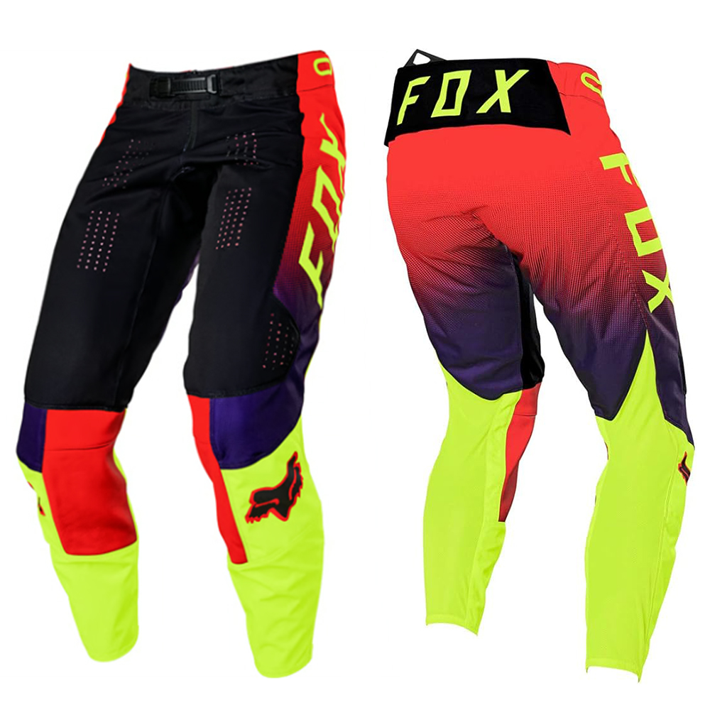 กางเกงขับรถวิบาก กางเกงจักรยานยนต์วิบาก กางเกงวิบาก Motocross สีเขียวน้ำเงินแดง