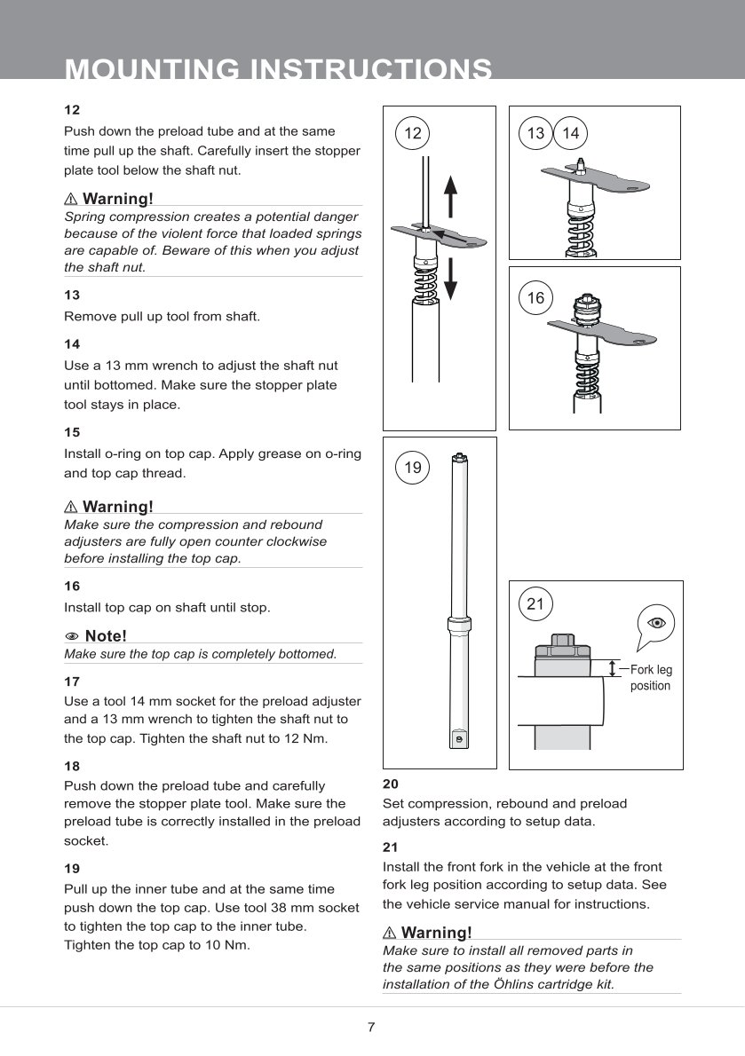 สปริงโช้คหน้า Ohlins FKS220 For BMW R nineT Pure 2017-2023