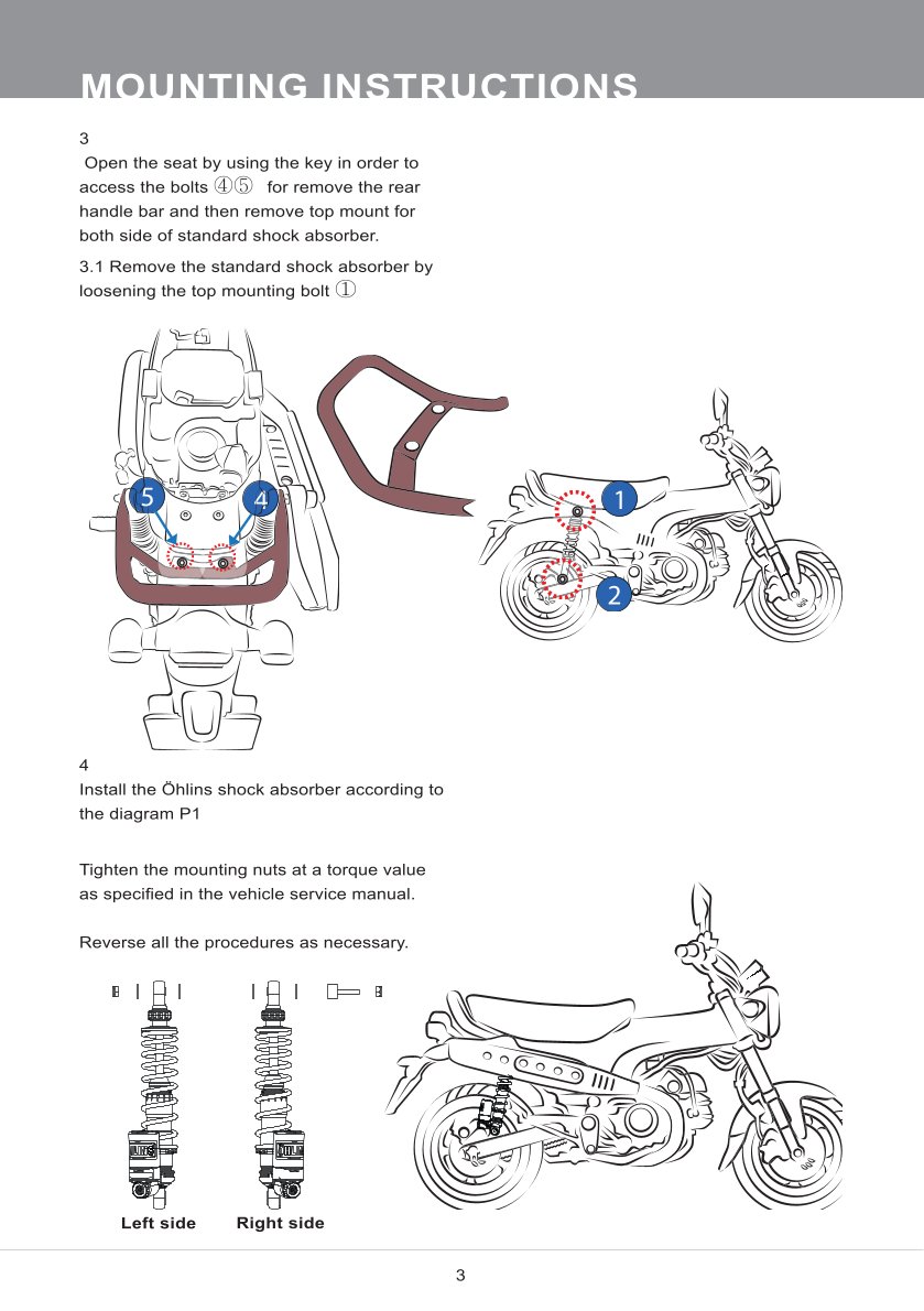 โช๊คหลังแต่ง Ohlins HO227 For Honda Dax 125 ปี 2022-2023