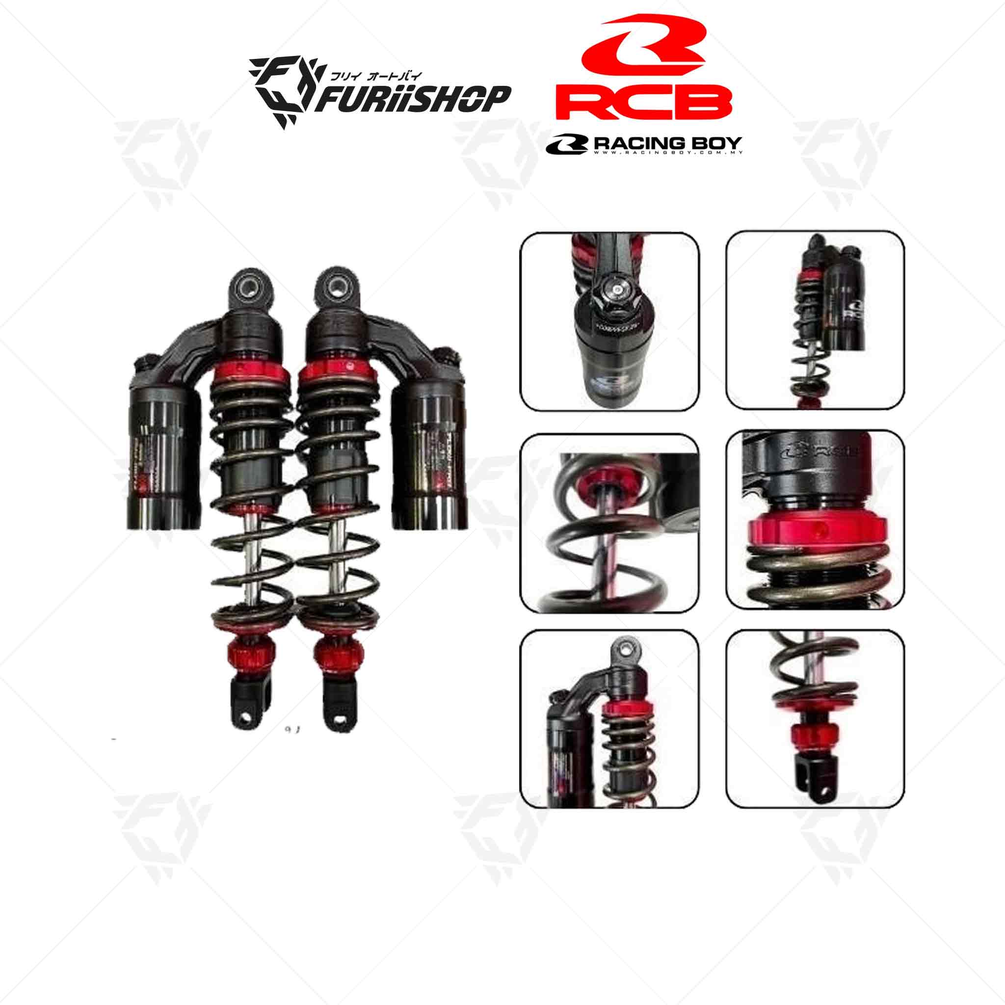โช๊ค RCB Flow Pro สีดำ For Aerox155 / N-Max 305mm