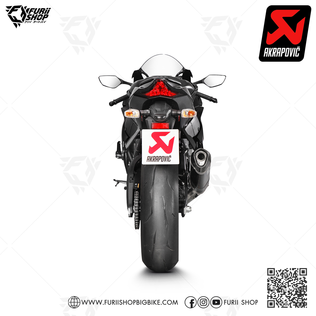ท่อแต่ง Akrapovic Slip on Carbon Logo Aluminium คอตรง : for Kawasaki Zx10RR 2021-2022 All new !!
