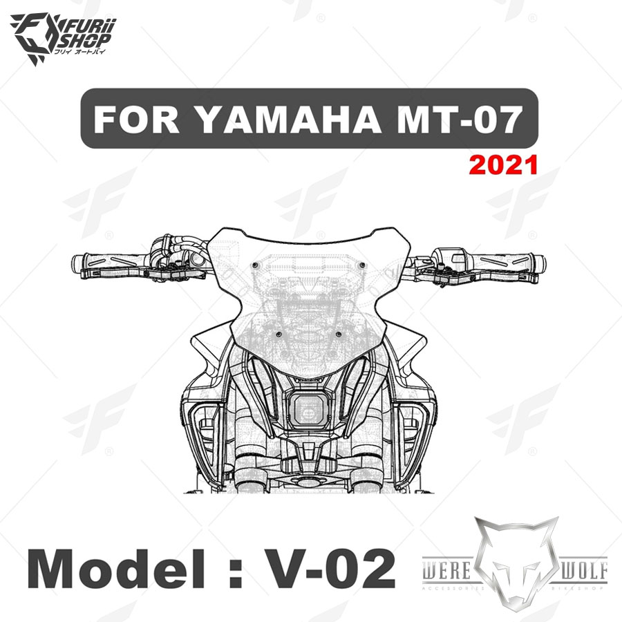 ชิลด์หน้า Were Wolf V-02 Smoke M531 : for Yamaha MT07 2018-2022