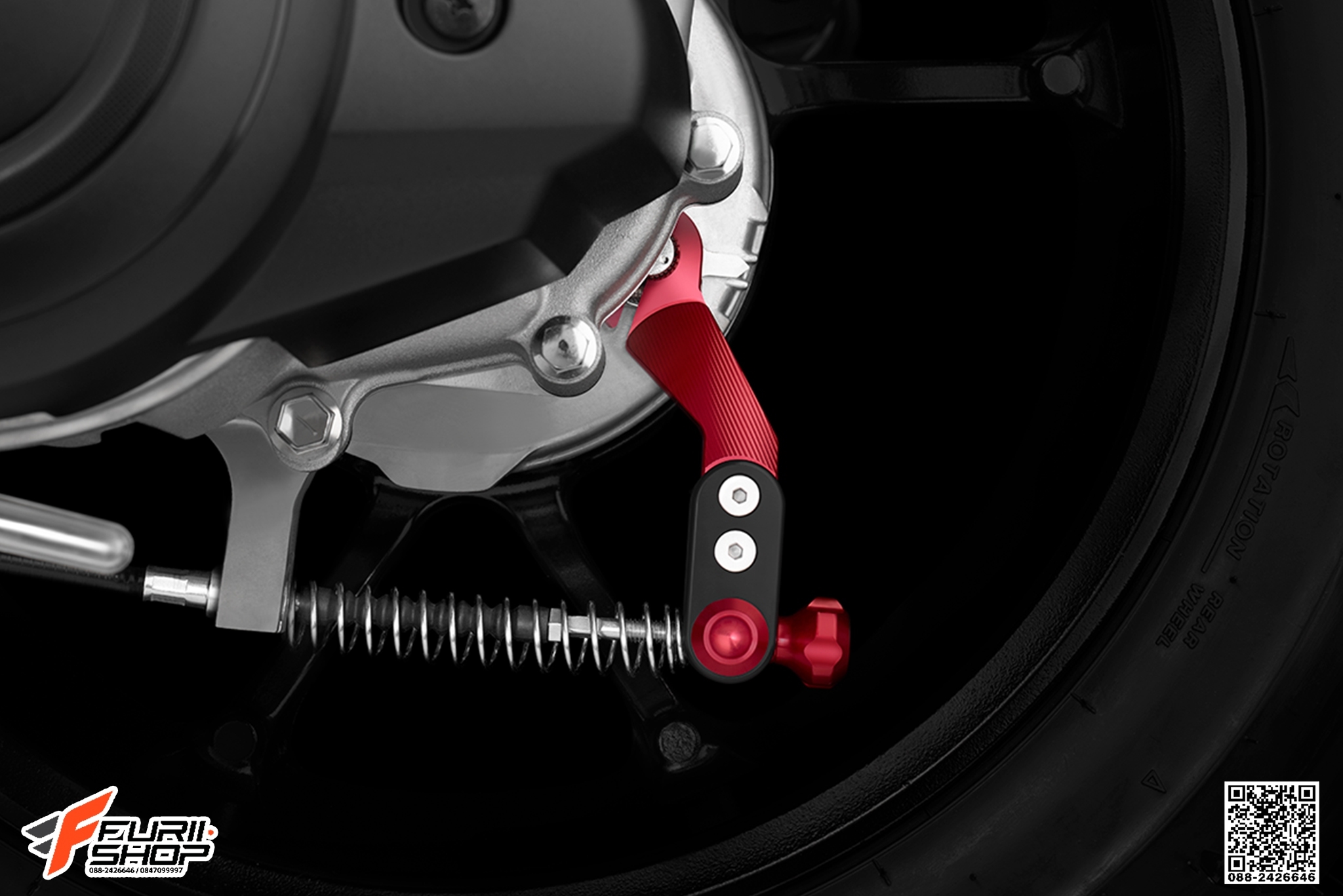 ชุดดึงเบรกหลังหรือมือลิงเบรกหลัง BIKERS สีแดง FOR YAMAHA AEROX155