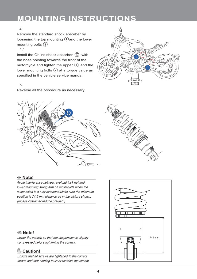 โช๊คหลังแต่ง Ohlins TR134 For Triumph Trident 660 ปี 2021